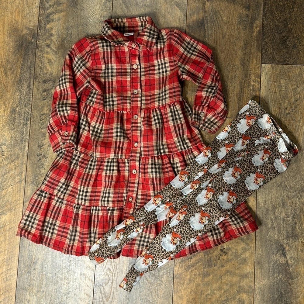 PATPAT Tiered Flannel Holiday Dress, Size 2Y